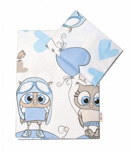 Baby Nellys 2-dílné bavlněné povlečení Cute Owls - modré