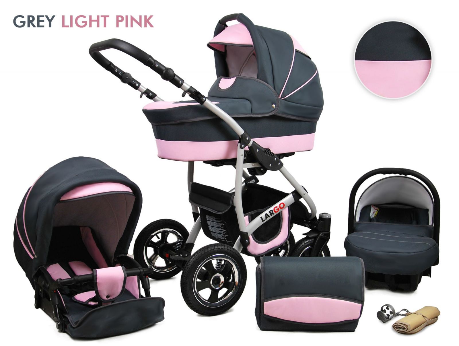Raf-Pol Baby Lux Largo 3v1 2023 Grey Light Pink