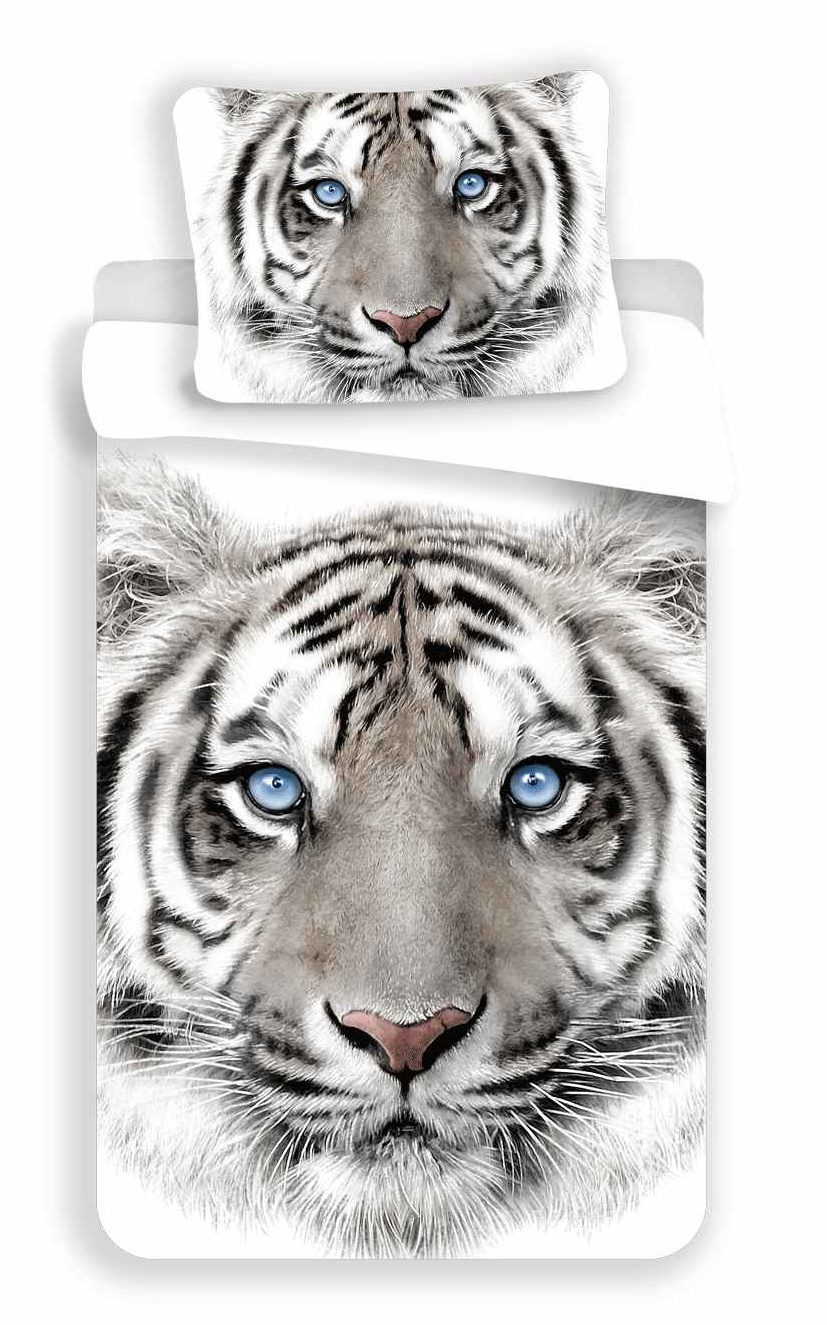 Jerry Fabrics Povlečení fototisk White Tygr 140x200, 70x90 cm 01202-WHITETYGRWA