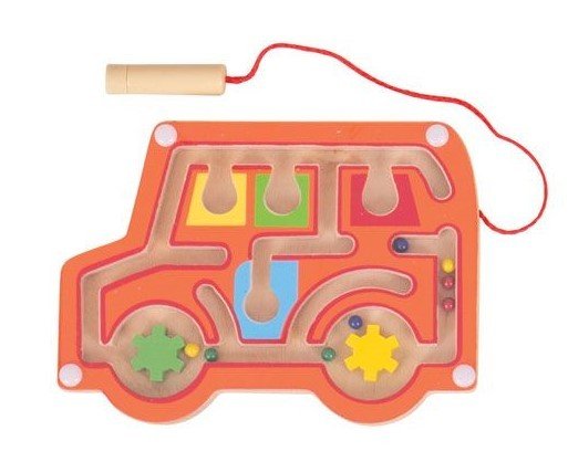Bigjigs Toys dřevěný magnetický labyrint oranžová BJ911-1-BR