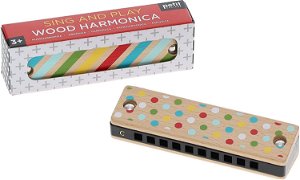 Petit Collage Dřevěná harmonika s pruhy a puntíky PTC546
