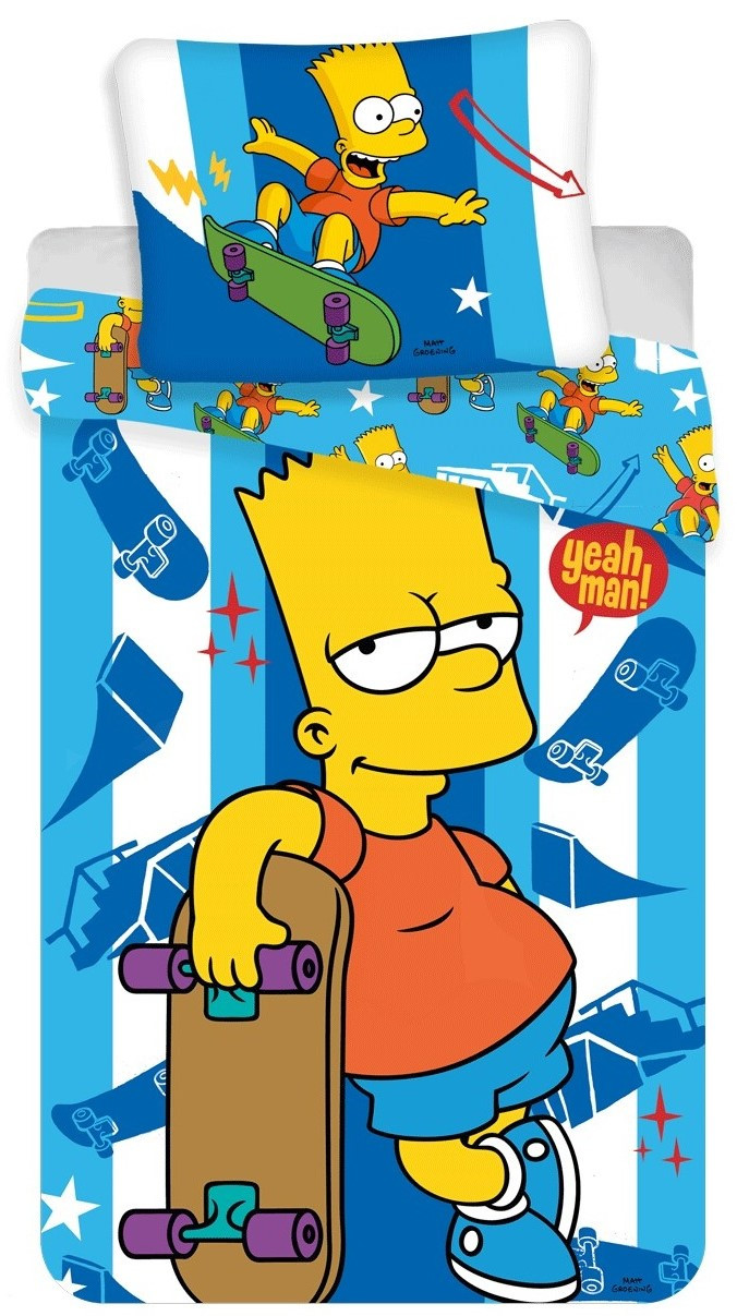 Jerry Fabrics Povlečení Simpsons Bart skater 140x200, 70x90 cm 01280-SIMSONSKATA