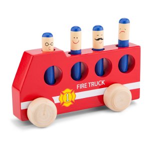 New Classic Toys Dřevěné hasičské autíčko s vyskakovacími panáčky 10546