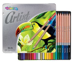 Colorino Artist pastelky dřevěné kulaté 24 barev v kovovém boxu R83263PTR
