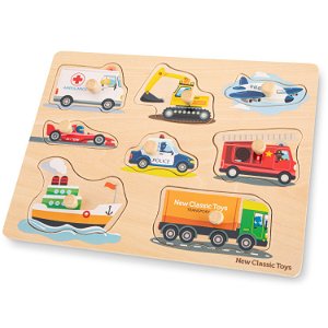 New Classic Toys Dřevěné vkládací puzzle transport 10432
