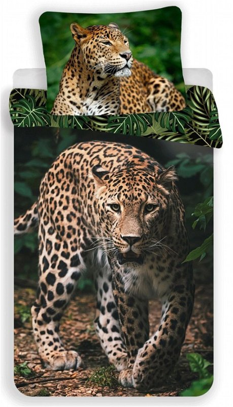 Jerry Fabrics Povlečení fototisk Leopard green 140x200 70x90 01202-FOTOTILEGRA