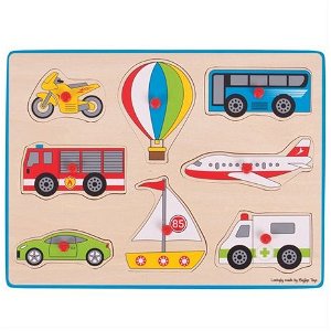 Bigjigs Toys vkládací puzzle dopravní prostředky BJ260