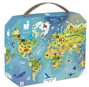 Janod Mapa sveta v kufríku 100 ks J02607