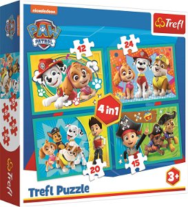 TREFL Puzzle Tlapková patrola Šťastný tým 4v1 (12,15,20,24 dílků) 135478