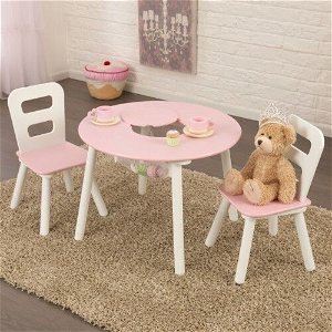 Kidkraft set stůl a 2 židle růžovobílý