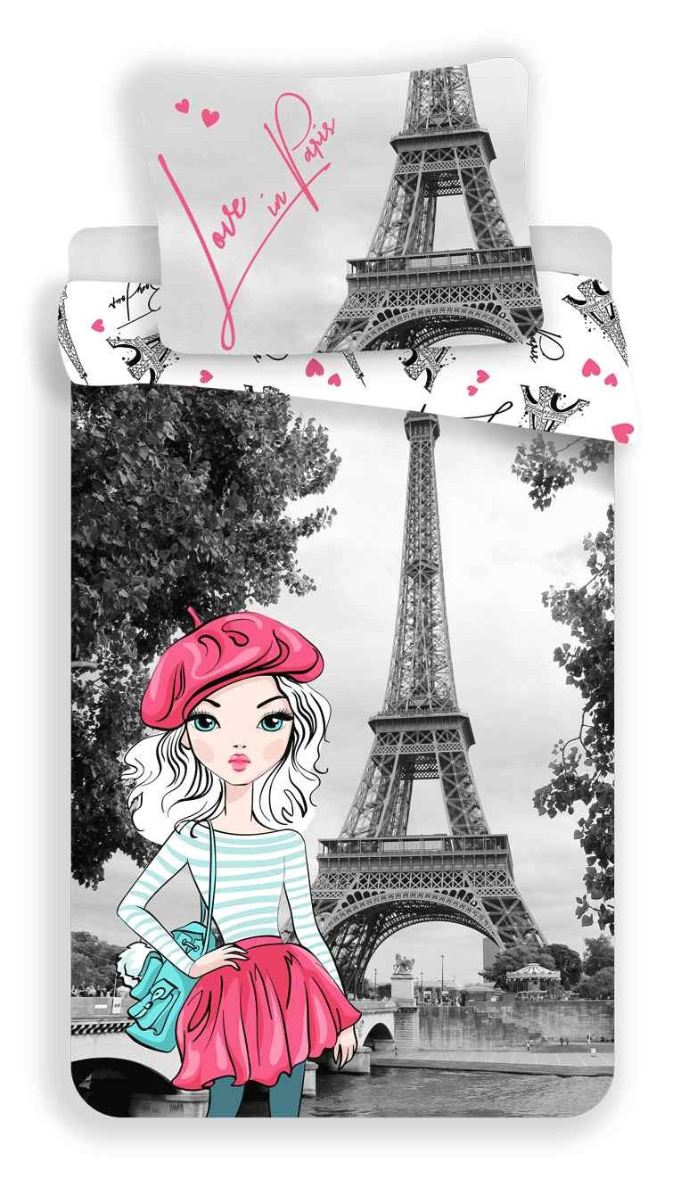 Jerry Fabrics Povlečení Paris grey 140x200, 70x90 cm 01222-PARISGREYPA