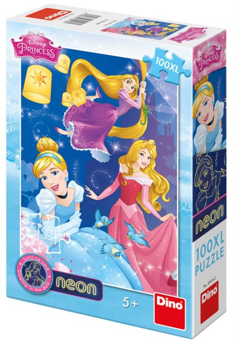 DINO Svítící puzzle Disney princezny XL 100 dílků 122461