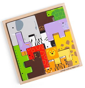 Bigjigs Toys kostky puzzle se zvířátky safari BJ35001