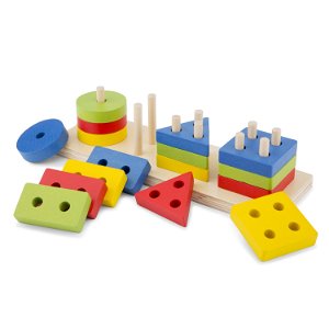 New Classic Toys Dřevěné nasazovací puzzle geometrické tvary 10500