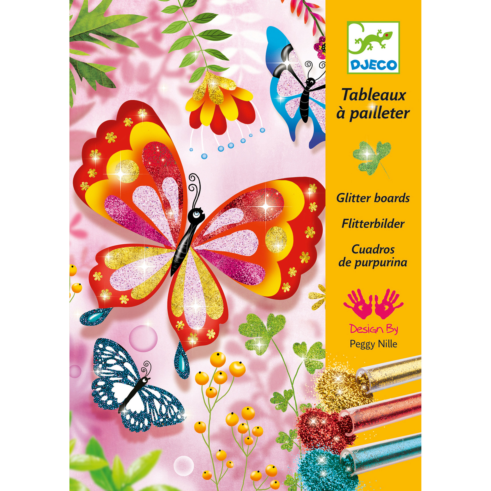 Djeco Malování barevným pískem set Třpytiví motýlci DJ09503