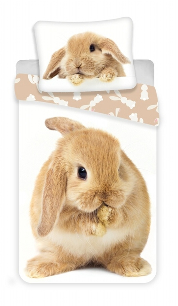 Jerry Fabrics Povlečení fototisk Bunny brown 140x200, 70x90 cm 01202-KOCKAKBUNNA