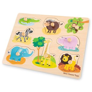 New Classic Toys Dřevěné vkládací puzzle safari 10431