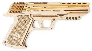 Ugears 3D mechanické puzzle Pistole Wolf-01 62 ks UG70036