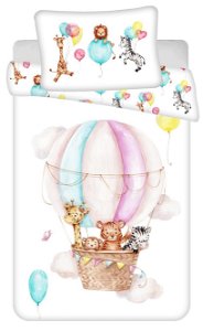 Jerry Fabrics povlečení Zvířátka Flying Balloon 00145 100x135 cm 40x60 cm 00145-ZVIRATKFLYA
