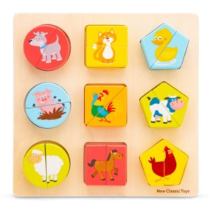 New Classic Toys Dřevěné puzzle tvary zvířata 10460