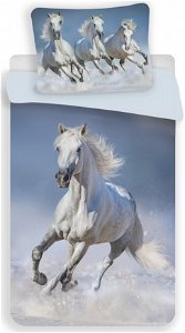 Jerry Fabrics Povlečení fototisk Horses white 140x200, 70x90 cm 01202-KOCKAKHORWA