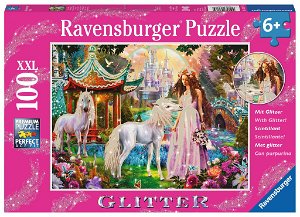 RAVENSBURGER Třpytivé puzzle Svět jednorožců XXL 100 dílků 124273