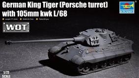 Trumpeter slepovací model German King Tiger ( Porsche turret) with 105mm kwk L/68 1:72 