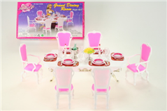 Nábytek Glorie pro panenky Barbie - Jídelní stůl s doplňky 