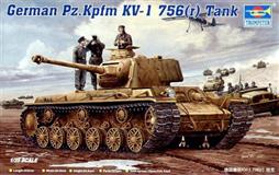 Trumpeter slepovací model German Pz.Kpfm KV-1 756(r) Tank 1:35 