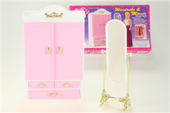 Nábytek Glorie pro panenky Barbie - Šatní skříň a zrcadlo 
