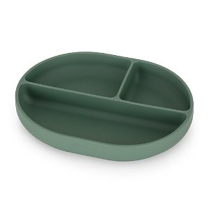 Silikonový dělící oválný talířek s přísavkou Petite&Mars Take&Match Misty Green