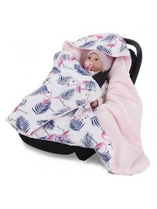 Zavinovací deka Baby Max Minky s kapucí PINK/FLAMINGO 06