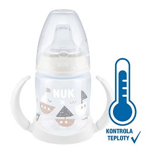 Kojenecká láhev na učení NUK s kontrolou teploty 150 ml - bílá